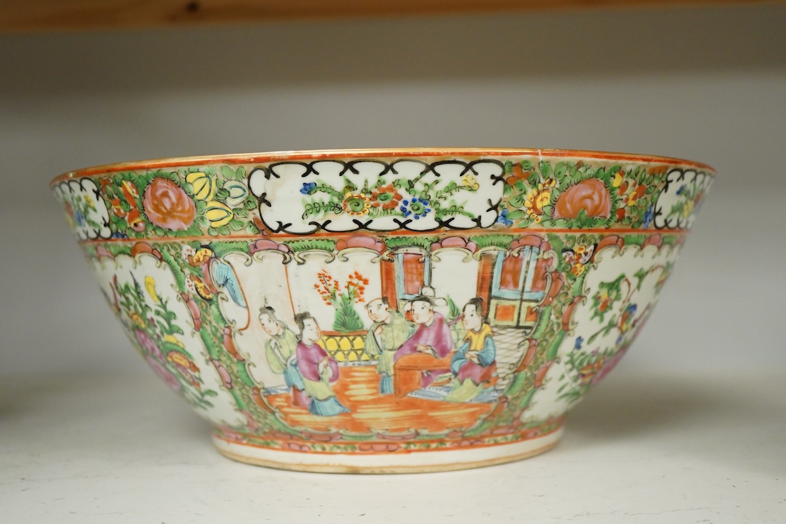 A 19th century Chinese famille rose punch bowl, 33.5cm